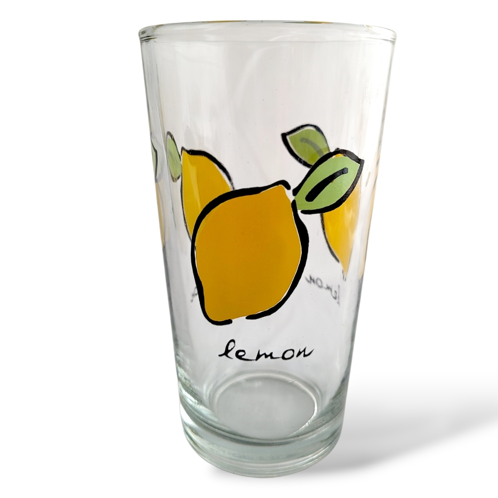 Vintage Lemon Glass Tumblers Set of 6 Firma Indonesia 1970s